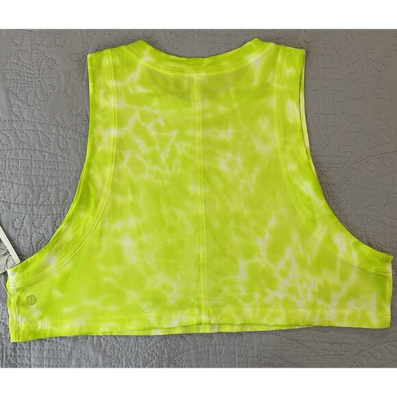 Lululemon Sz 6 To Dye For All Yours Pima Ctn Marmoleodo Tie Dye Hilight Grn Crop - Picture 4 of 10